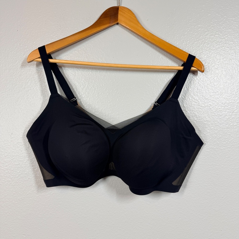 Honeylove Bra Women 2X 42 C/D Black‎ Crossover Bra Wireless Mesh Trim Adjustable
